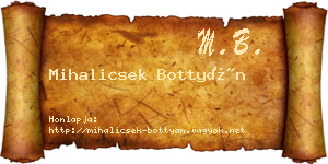 Mihalicsek Bottyán névjegykártya
